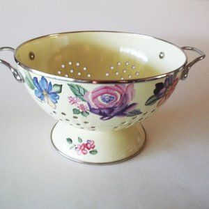 Pfaltzgraff Flower Market 3 Qt Colander Strainer, Porcelain Enamel Steel NIB NWT